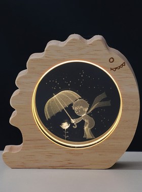 创意发光3d内雕水晶小夜灯桌面装饰摆饰生日礼物送女生闺蜜高级感