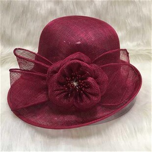 英式波点麻纱帽子女士夏季轻时尚英伦优雅礼帽卷边气质渔夫帽盆帽