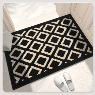 入户门地垫黑白格地毯家用玄关门耐脏防滑垫子户外大门口进门脚垫