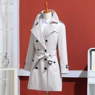 初秋薄款中长款风衣外套女2024春秋纯棉英伦防水修身制服军大长衣