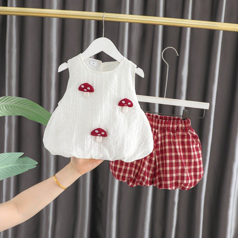 女童夏装套装2025新款洋气儿童背带衣服两件套宝宝短裤夏季小童装,童装/婴儿装/亲子装,套装,淘宝优惠券,粉丝福利购,淘宝优惠卷