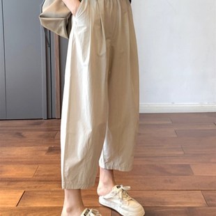 夏季 2024新款 薄款 哈伦裤 子潮 小个子阔腿萝卜裤 宽松八分老爹裤 女装