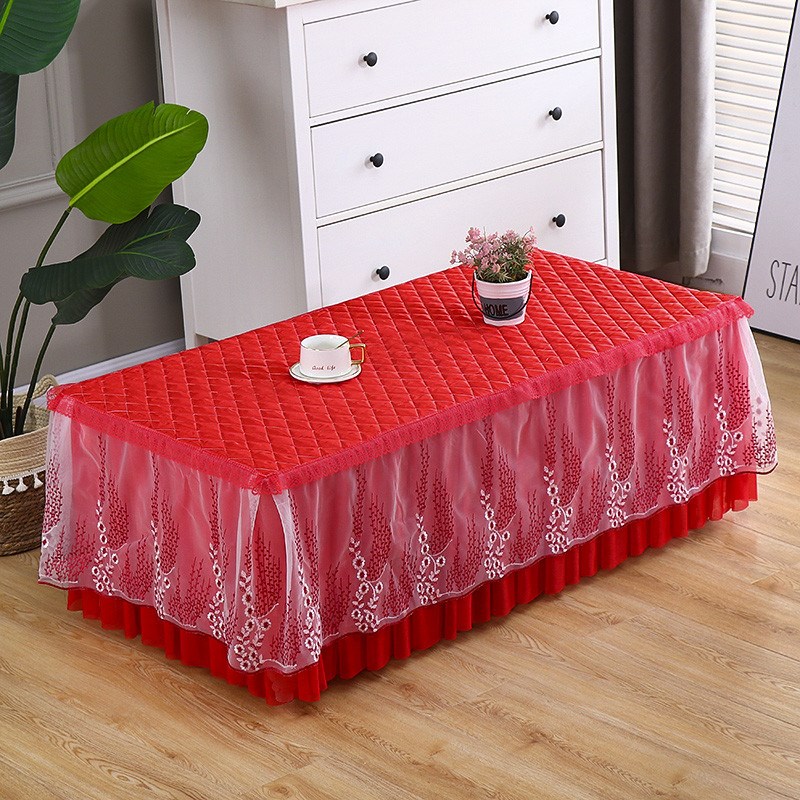 m204罩布艺桌布米色蕾丝茶几新款餐桌台布电视柜盖布床头柜方形客