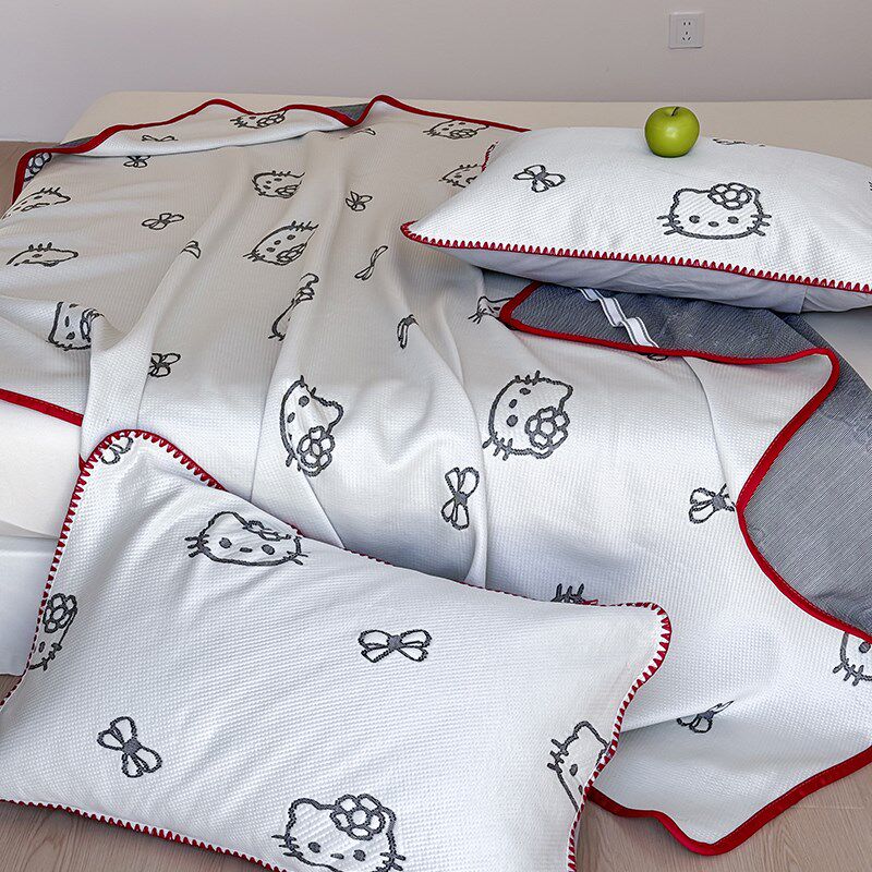 A类PE凉感提花猫咪凉席冰丝席三件套夏季可机洗学生宿舍空调席子,床上用品,冰丝席,淘宝优惠券,粉丝福利购,淘宝优惠卷