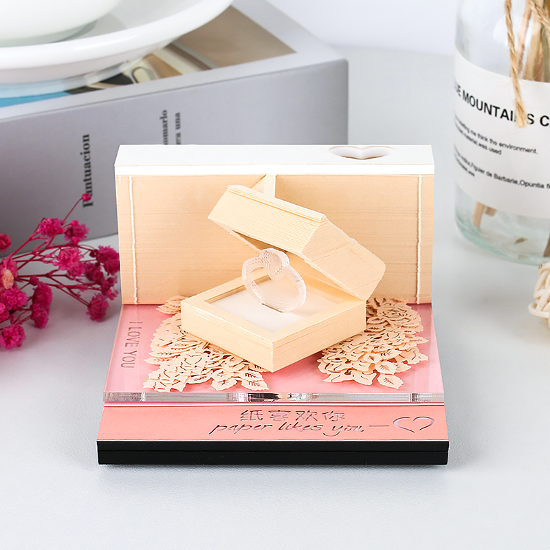 3D立体纸雕便利贴本便利贴纸浪漫钻戒纸喜欢你送男女朋友礼物可定