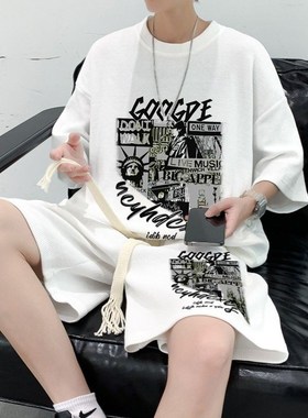 青少年运动套装男孩帅气夏季薄款初高中学生冰丝潮牌短袖t恤短裤