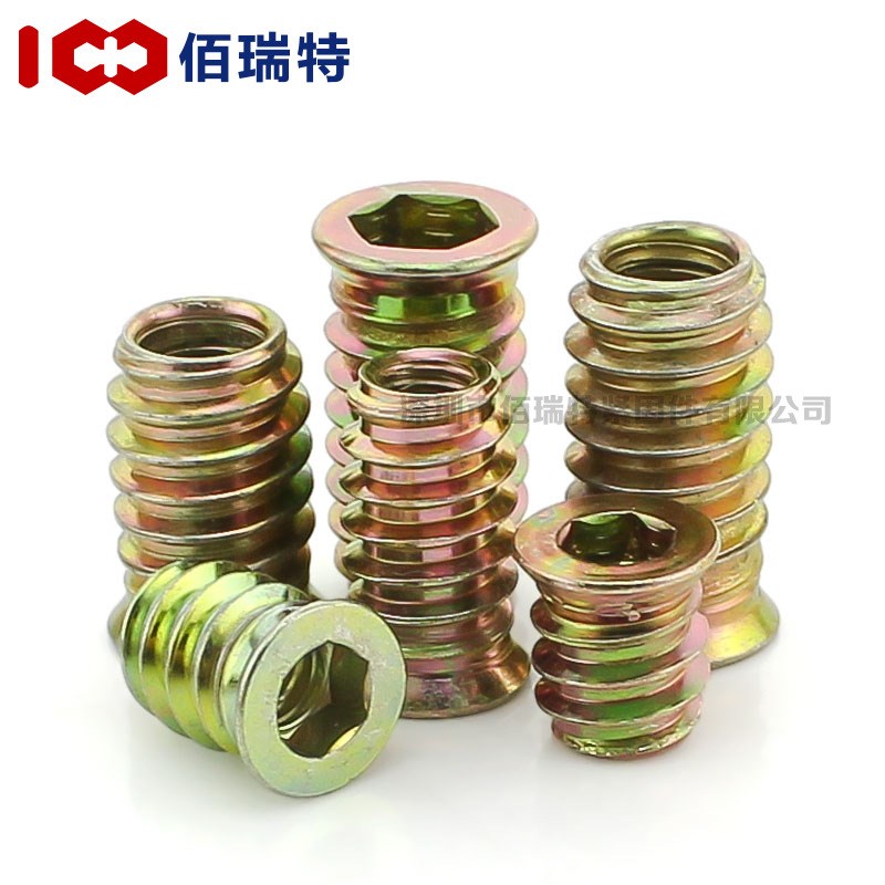 促M6M8M10加硬铁带介内外牙螺母无介家具预埋螺母实木家具螺帽