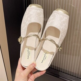 适合上班穿的拖鞋经常走路的鞋夏天超好看凉鞋法式仙气凉鞋中国风