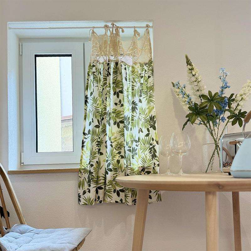 自然私语钩针幔头植物花卉门帘美式半帘短帘装饰遮挡帘头免打孔