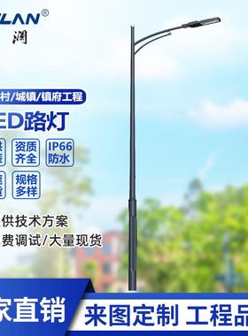 LED市电路灯单双臂6米8米10米12米路灯30W60W80W100W道路照明灯