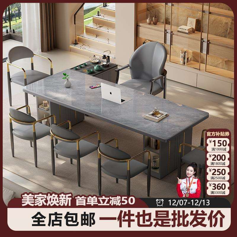 2025新款高端岩板茶桌烧水壶一体嵌入式茶具一整套办公室岛台茶台图片