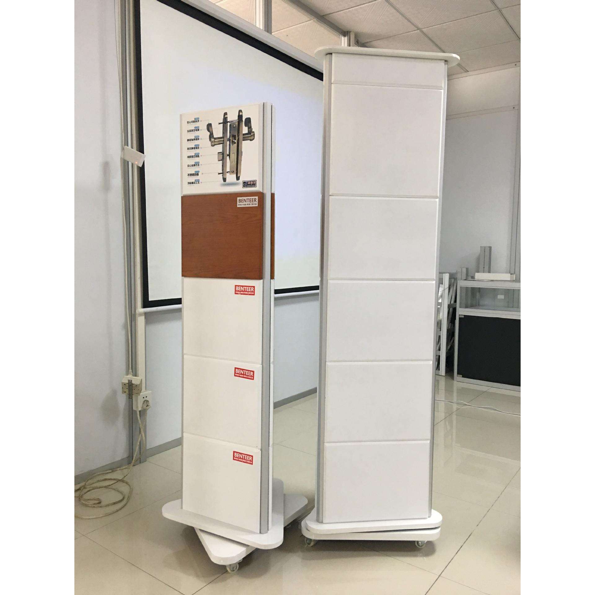 智能锁参展旋转展架 铝合金边框拆装式高档展示架 三角形移动架厂