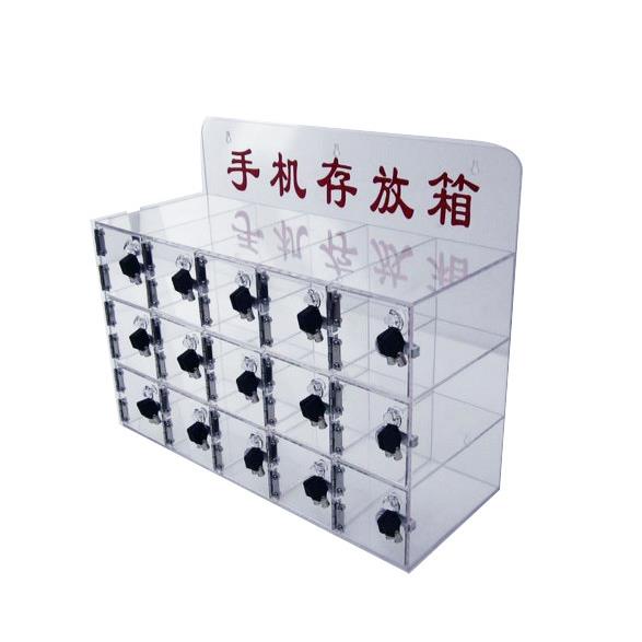 透明手机保管箱亚克力单门盒挂墙充电存放柜工厂员工带锁储物柜