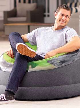 INTEX66581绿色圆形单人沙发折叠充气沙发家庭沙发懒人沙发