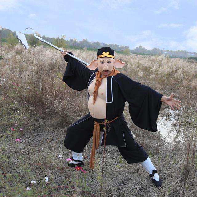 西游记86版猪八戒演出服猪肚皮猪八戒面具猪筢表演道具套装
