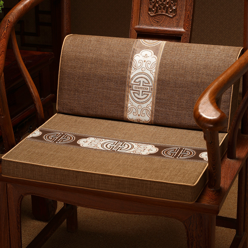 新中式腰靠垫红木m沙发靠枕办公室护腰靠背椅垫坐垫靠垫一体定制