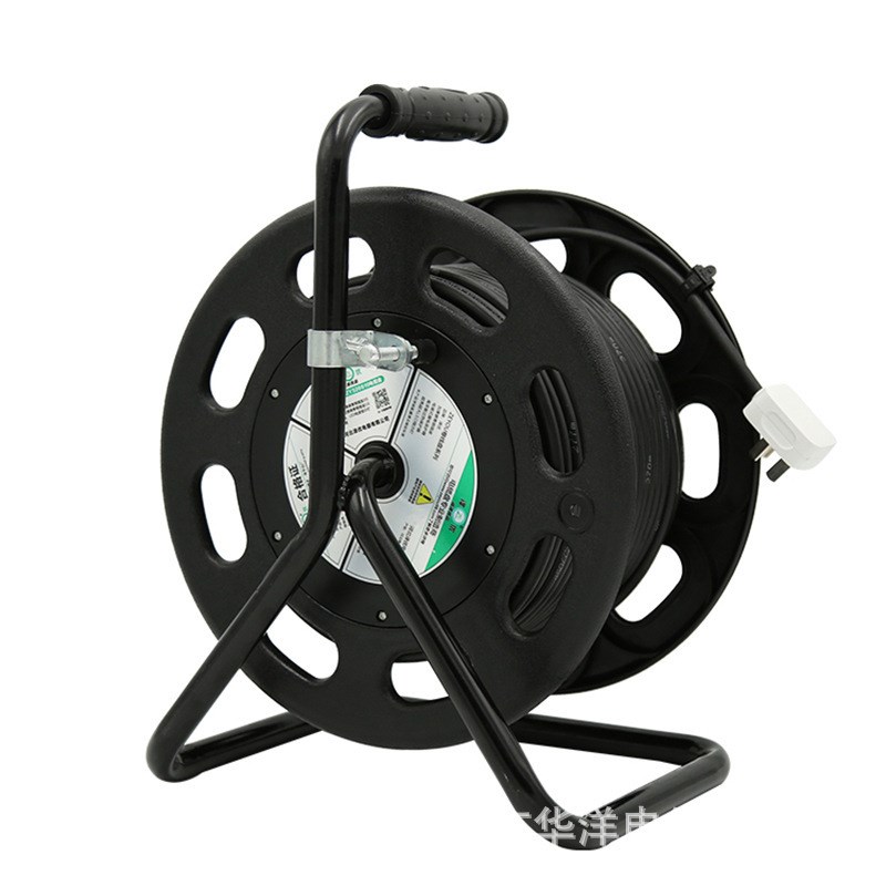 220V移动式电缆盘卷线盘带电线防水防雨电N源插座拖线绕线盘带过
