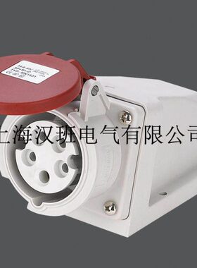 红色A5五工业插座P芯0连接器明装38固定V16式电源插座挂墙