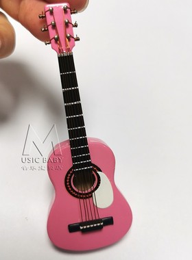手工迷你电吉g他模型摆件桌面娃娃乐器10cm木质民谣吉他电贝斯模