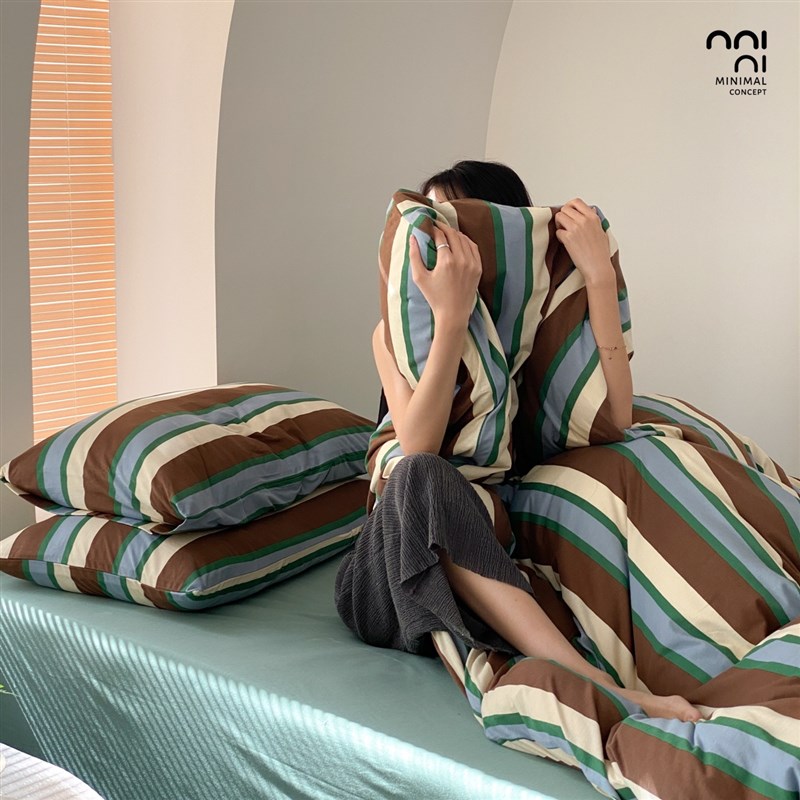 Minimal巴特农神殿春夏新款撞色复古A类O针织棉四件套床单床笠