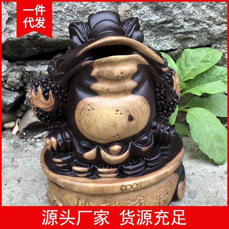 黑檀木金蟾摆件 手工雕刻工艺品家居装饰摆件直播货源木雕/根雕万