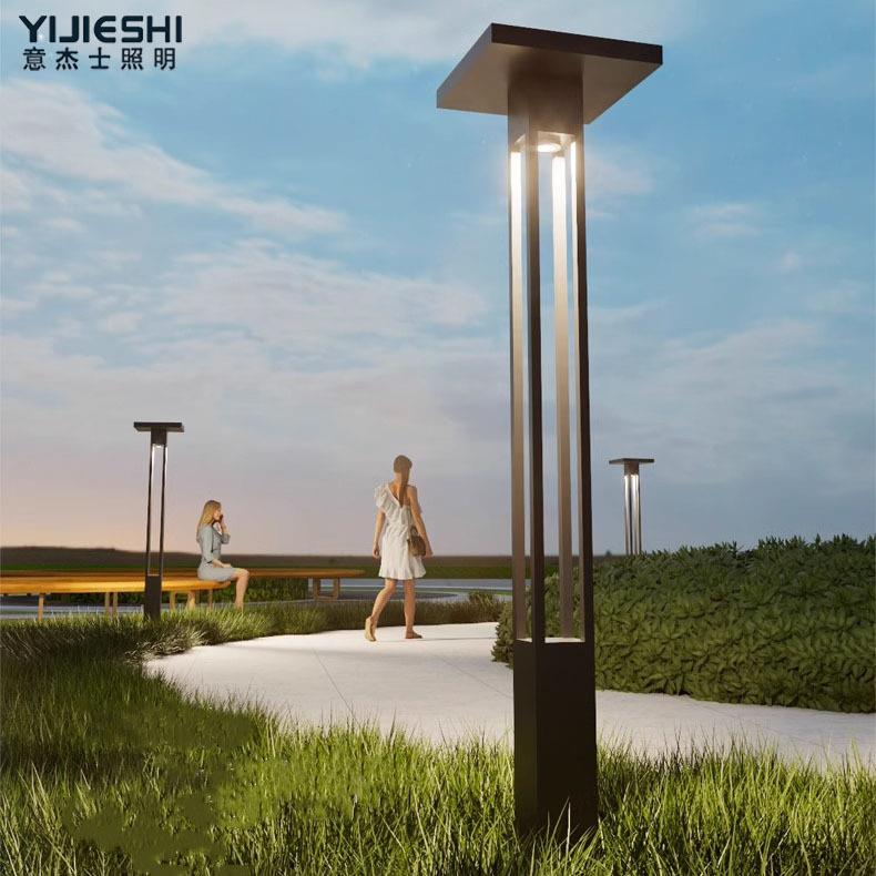 太阳能景观灯简约方形铝制户外庭院景观灯学校小区庭院别墅花园灯