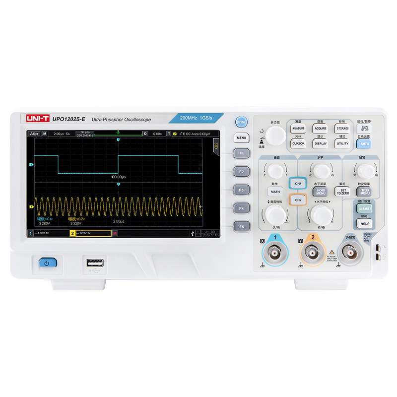 优利德数字荧光示波器中文面板双通道200Mhz/1G示波器UPO1202S-E