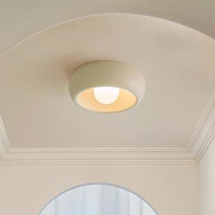 中古奶油风过道走廊灯现代简约圆形LED阳台灯创意入户玄关吸顶灯