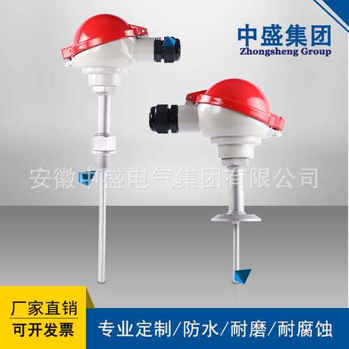 中盛一体化防爆热电阻耐磨型热电偶温度变送器WZP-240 L=350
