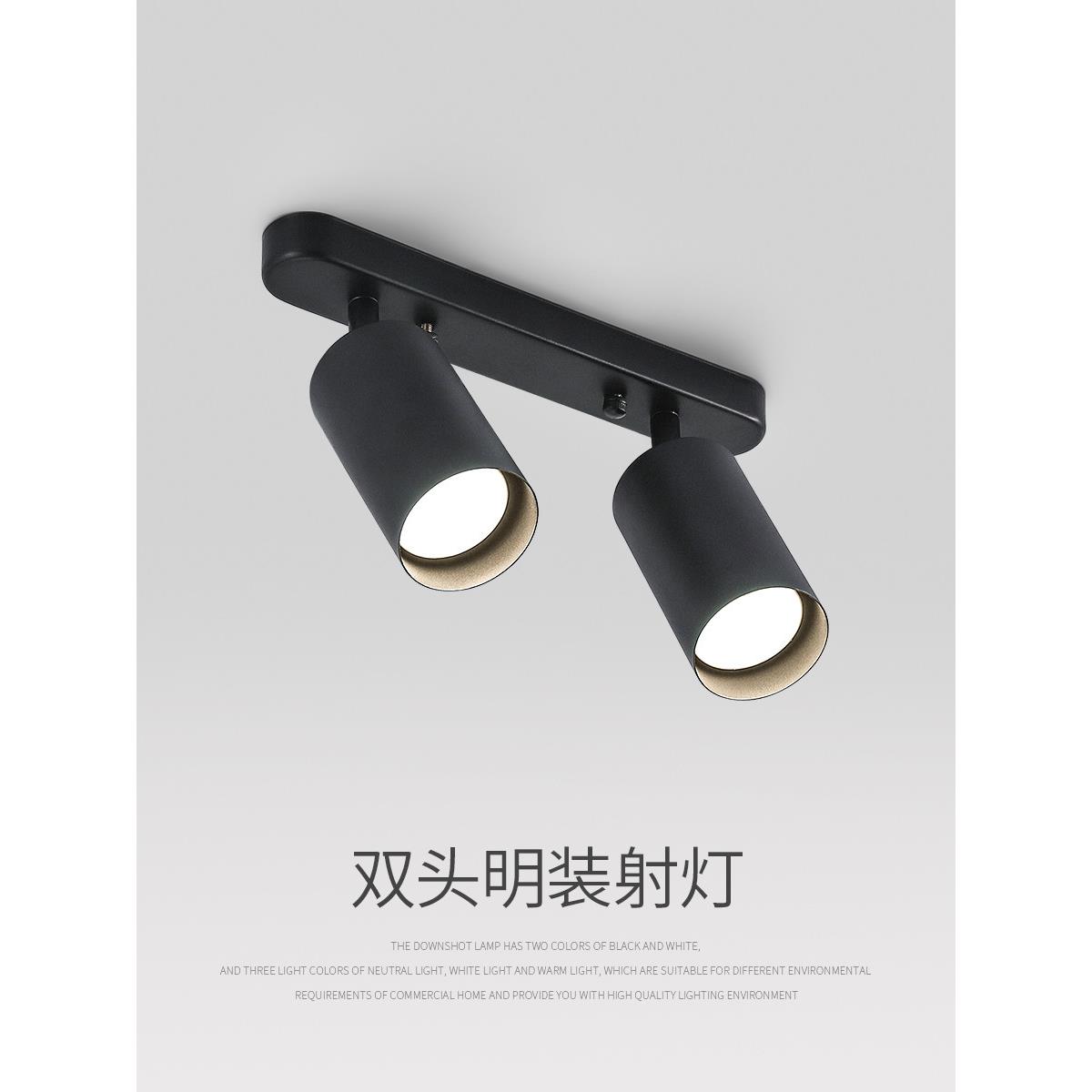 明装射灯led天花灯家用吸顶筒灯客厅无主灯过道灯长条轨道灯聚光