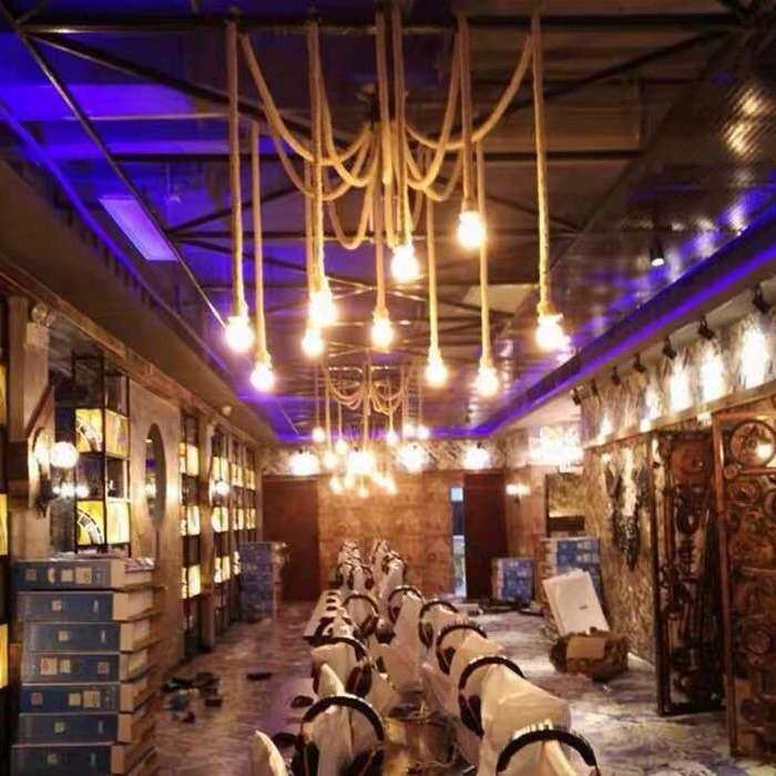 天女散花吊灯美式复古工业风办公室服装店餐厅卡座网咖蜘蛛麻绳灯