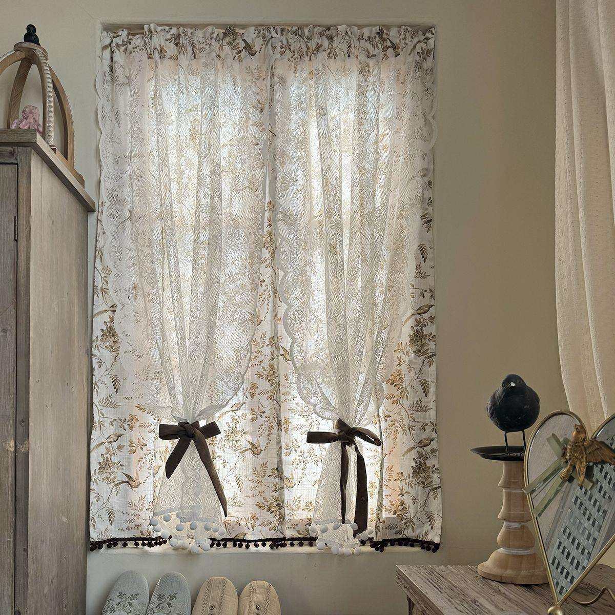 美式飞鸟双层门帘遮挡帘全棉透气挂钩轨道帘复古免打孔门帘粘贴,鲜花速递/花卉仿真/绿植园艺,割草机/草坪机,淘宝优惠券,粉丝福利购,淘宝优惠卷