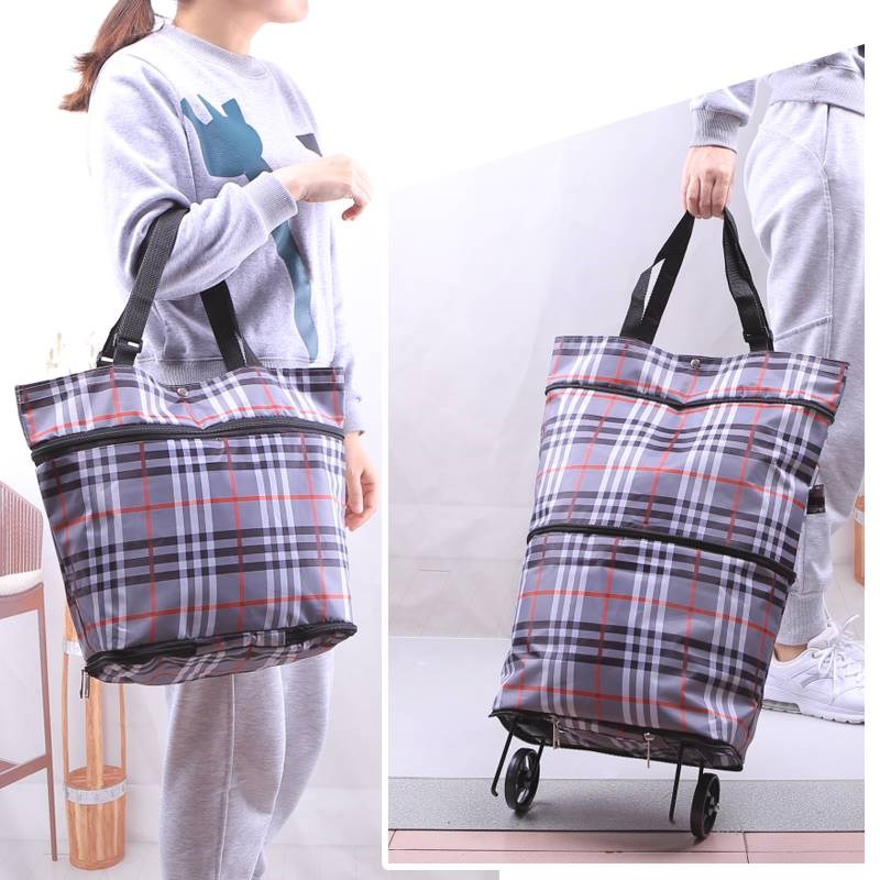 欣隆购物袋可折叠买菜小拖车家用购物神器小拉车便携式隐藏拖轮包