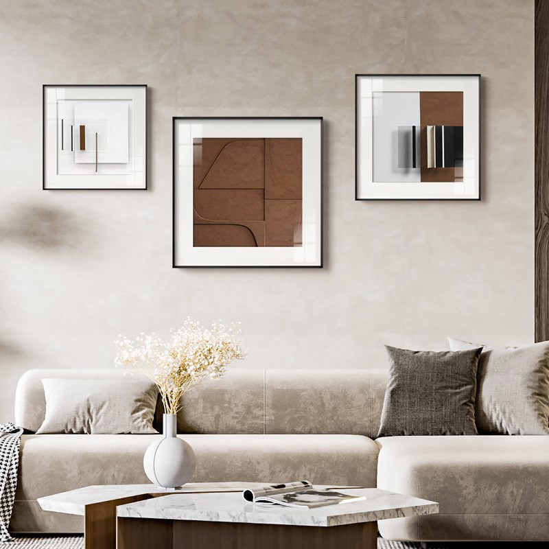 空间的歌现代简约客厅装饰画沙发背景墙挂画创意抽象几何壁画棕色