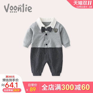 凡猎婴儿衣服秋装 男宝宝连体衣一周岁礼服生日宴抓周百天满月哈衣