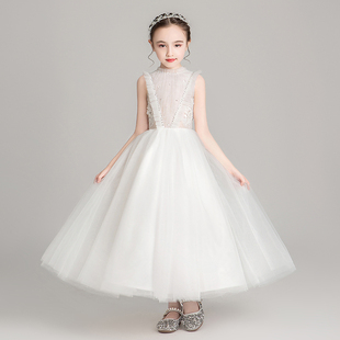 女童公主裙蓬蓬纱小孩花童婚纱高端结婚礼服洋气儿童歌唱演出服装