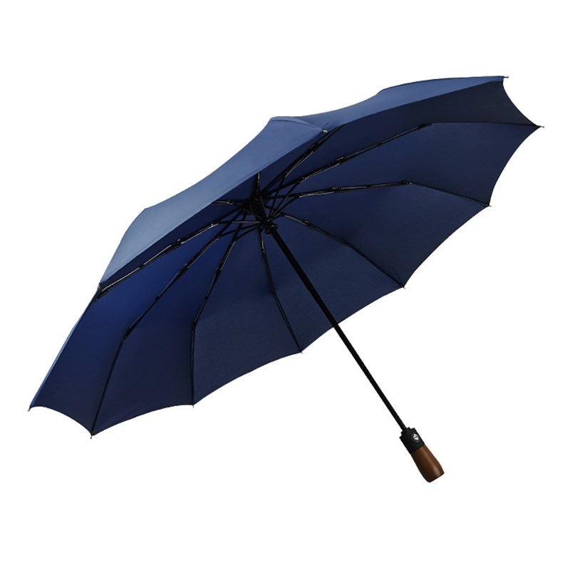 复古原木手柄三折伞自动开收折叠雨伞男商务礼品广告伞印logo刻字