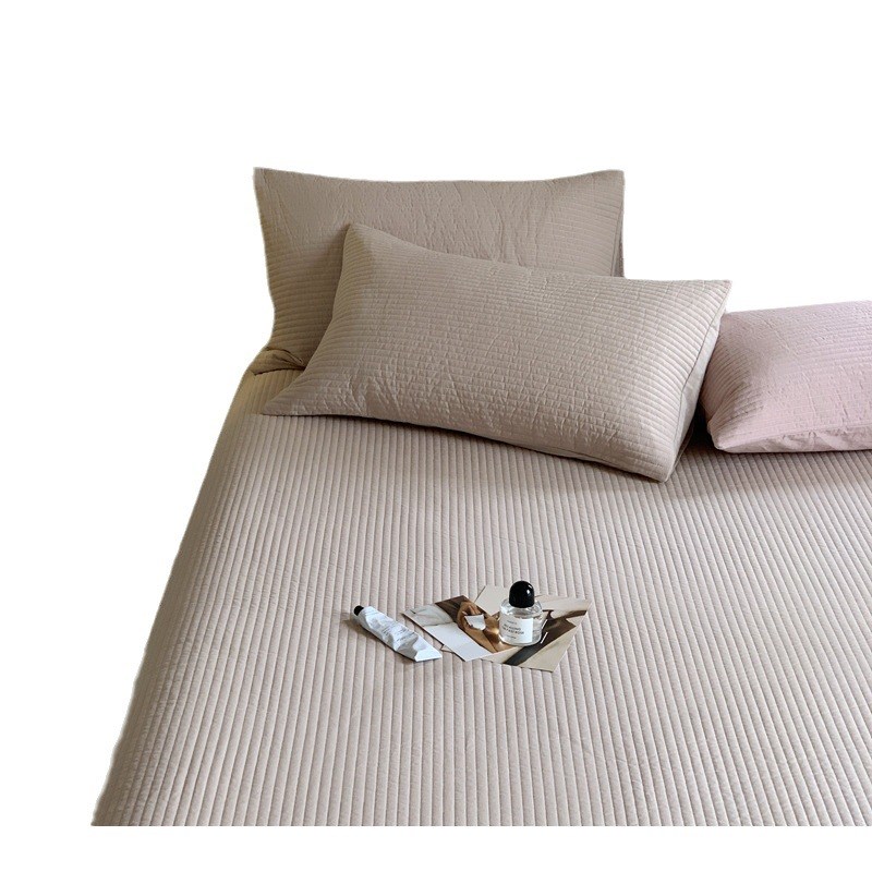 纯色全棉夹棉绗缝床盖 双面纯棉加厚夹棉榻榻米床单单间四季用