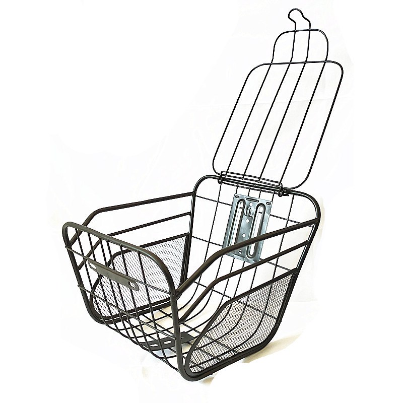 自行车前后车篮子电动车车筐铁质菜篮加粗加大带盖自行车篮车蓝