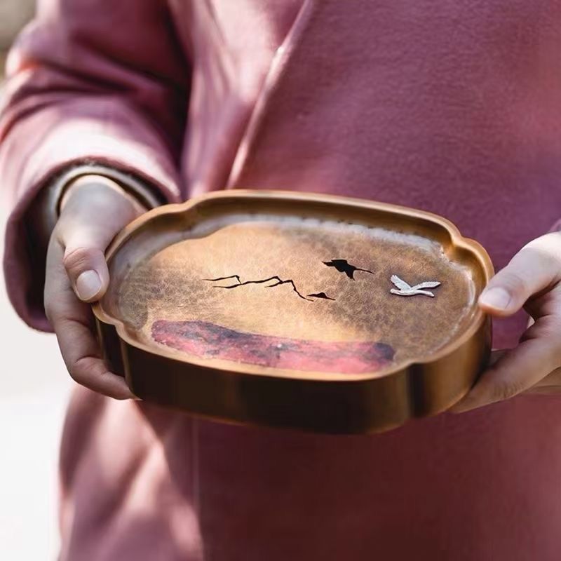 纯铜干泡盘储水茶台 家用茶具壶承紫砂壶托紫铜旅行小茶盘,餐饮具,餐用托盘,淘宝优惠券,粉丝福利购,淘宝优惠卷