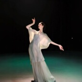 新款 古典舞服印花宽松纱衣国风民族舞练功服飘逸仙气大裙摆演出服