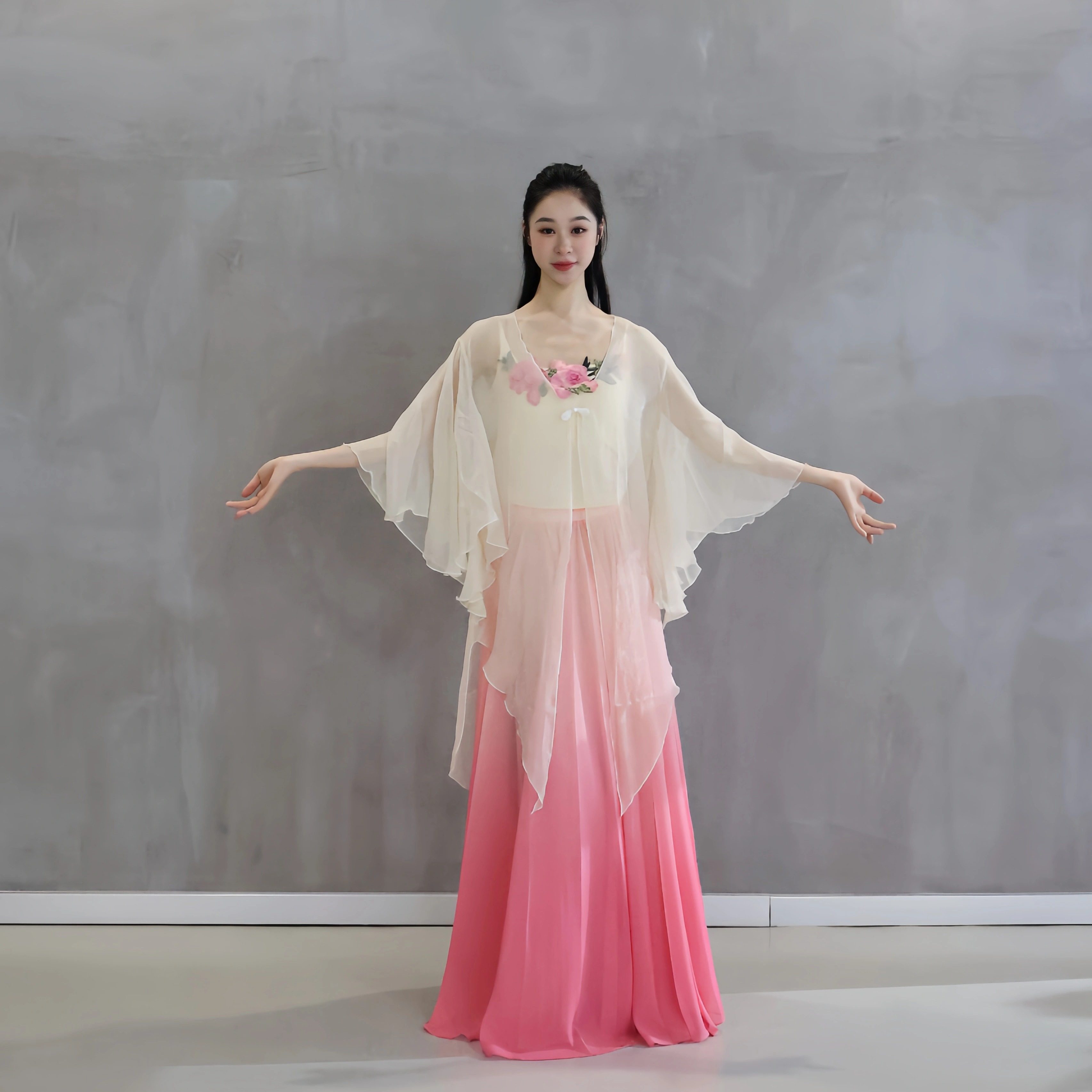新款仙气古典舞表演服渐变大摆裙