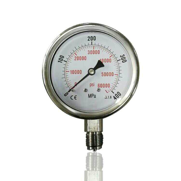 全钢超高压力表不锈钢耐震充油高压表径向YBN100 400MPA M20*1.5