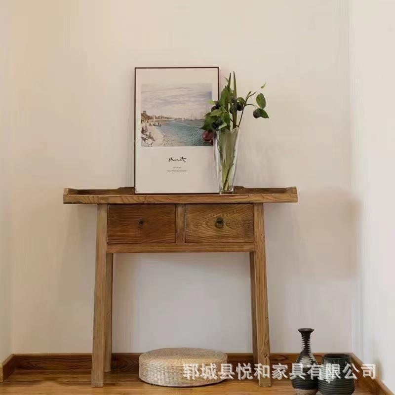 中式老榆木案几复古玄关置物柜落地靠墙高脚桌佛台桌家用摆供桌