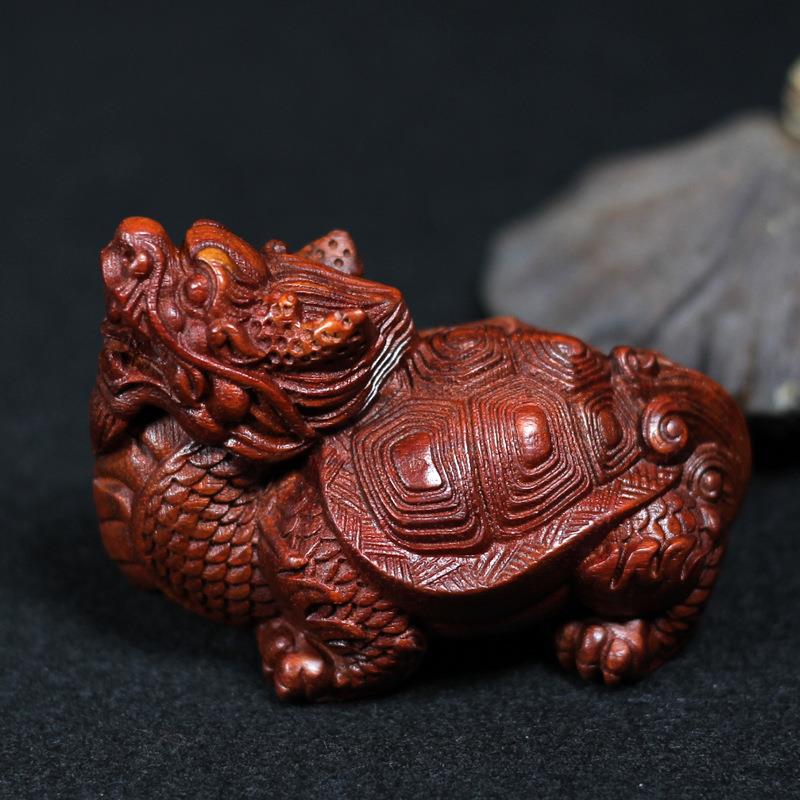 赞比亚小叶紫檀开线龙龟 血檀雕刻摆件 似小叶紫檀文玩送礼手把件