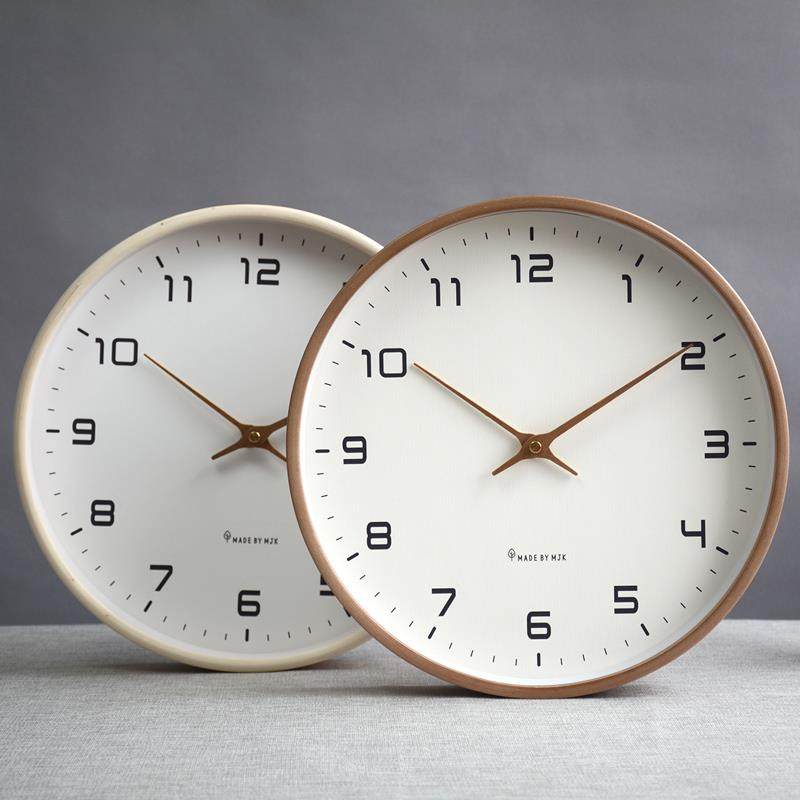 MJK北欧钟表实木挂钟客厅静音简约时钟轻奢钟饰现代时尚创意个性