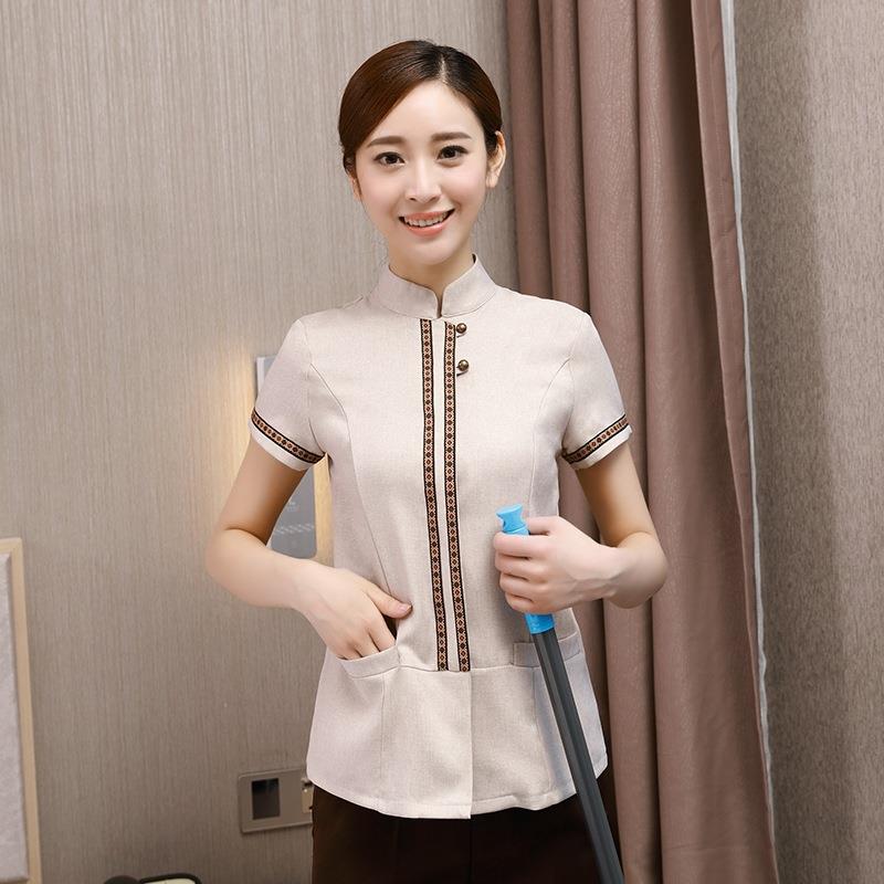 酒店阿姨工作服夏装女客房服务员清洁工服装 宾馆楼层保洁服短袖