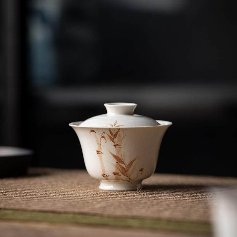 山鼎手绘诗文竹子盖碗釉下彩竹影手抓碗二才盖碗陶瓷薄胎家用茶具,鲜花速递/花卉仿真/绿植园艺,割草机/草坪机,淘宝优惠券,粉丝福利购,淘宝优惠卷