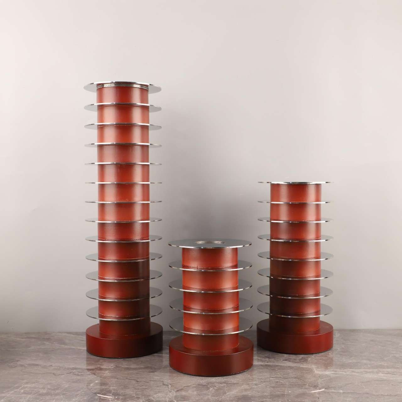 现代简约金属实木层叠烛台艺术摆件玄关客厅书房电视柜家居装饰品