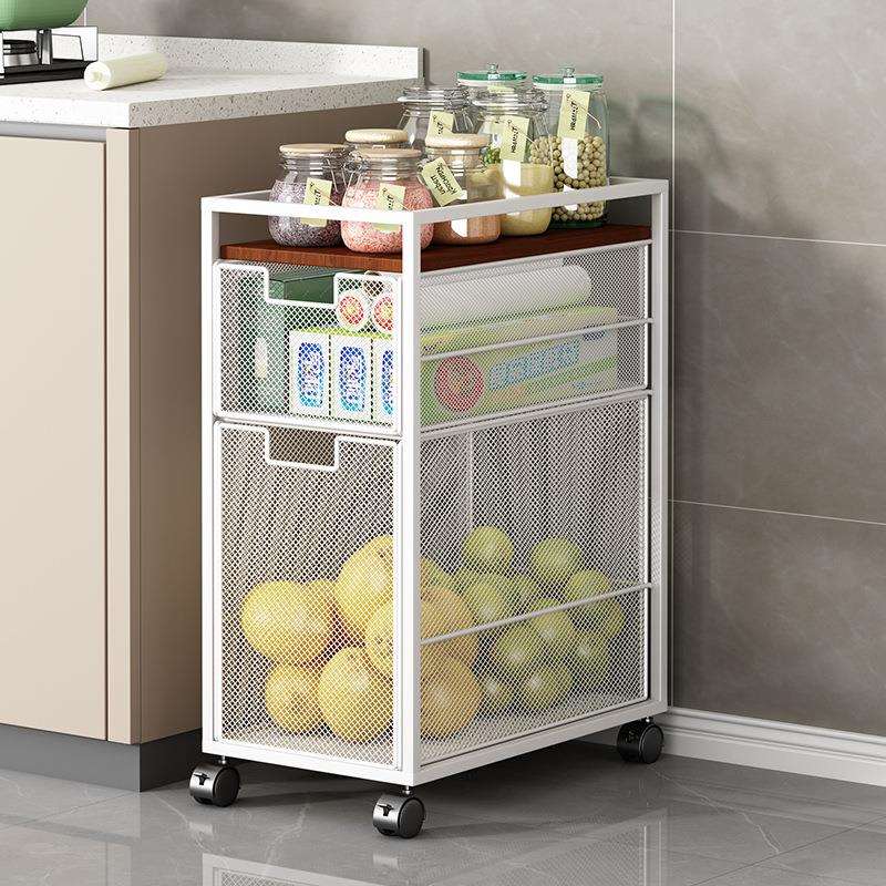 厨房蔬菜收纳架抽屉式夹缝置物架多层调料架收纳篮水果蔬菜小推车